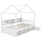 preview thumbnail 31 of 34, Wooden House Headboard Bed Frame w/ Shelves & Mini-cabinet, Unisex