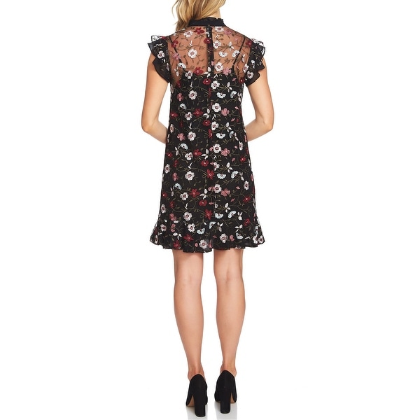 cece embroidered mesh sheath dress