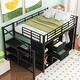preview thumbnail 3 of 18, Metal Loft Bed with Drawers, Storage Staircase, and Wardrobe