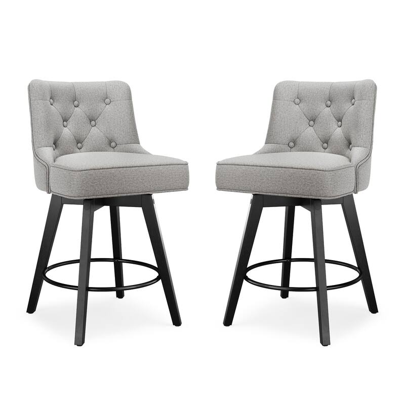 Modern 26 in. Counter Height Barstool Upholstered Fabric/Faux Leather Swivel Bar Stools with Back