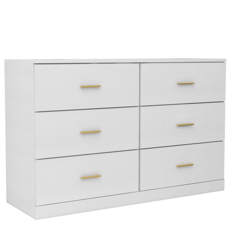 Modern 6-Drawer Dresser for Bedroom - Ample Storage, Wide Chest of Drawers, Sturdy & Safe