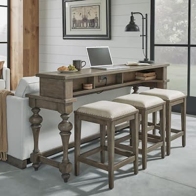 Americana Farmhouse Dusty Taupe 4 Piece Console Bar Table Set