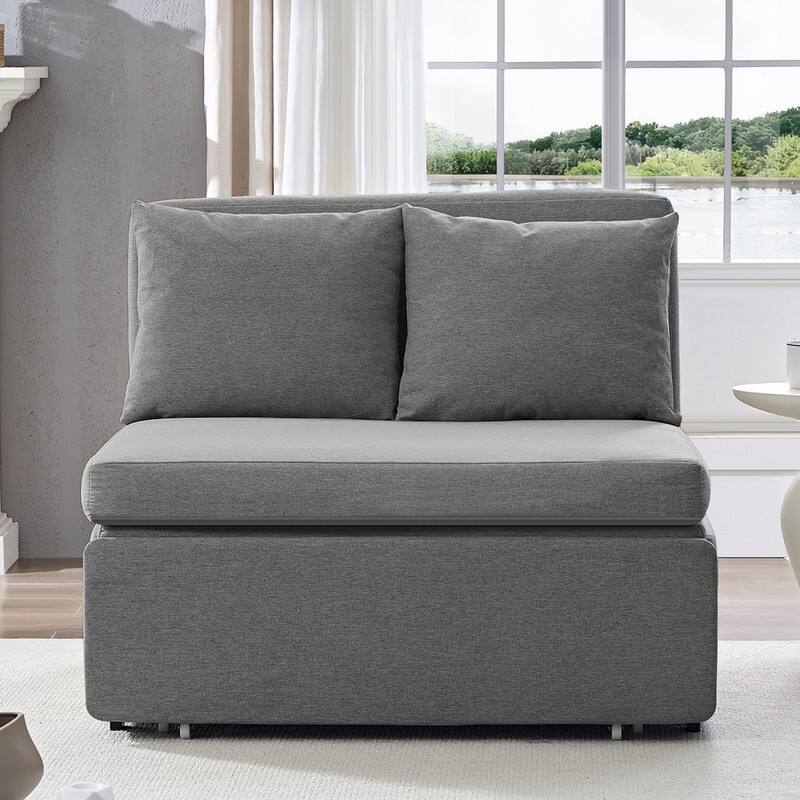 Mixoy Full/Queen Size Sofa Bed,2 in 1 Convertible Linen 1-Seater/Loveseat Sleeper Sofa Couch with Cushions