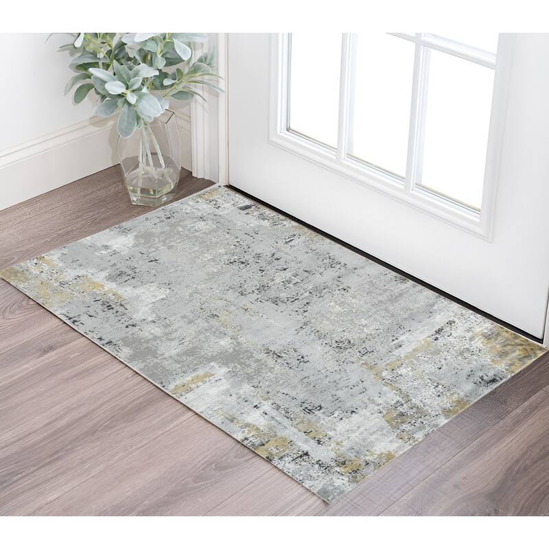 HomeRoots Abstract Contemporary Rectangle Area Rug - 36.00 in. x 24.00 in. x 0.25 in. - 36.00 in. x 24.00 in.  x 0.25 in.