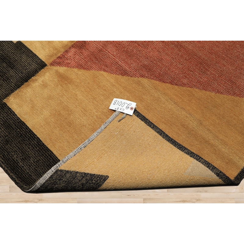 6x8'10'' Hand Knotted Wool Rust Tibetan Textured Color Modern & Contemporary Rug - 6' x 8' 10''