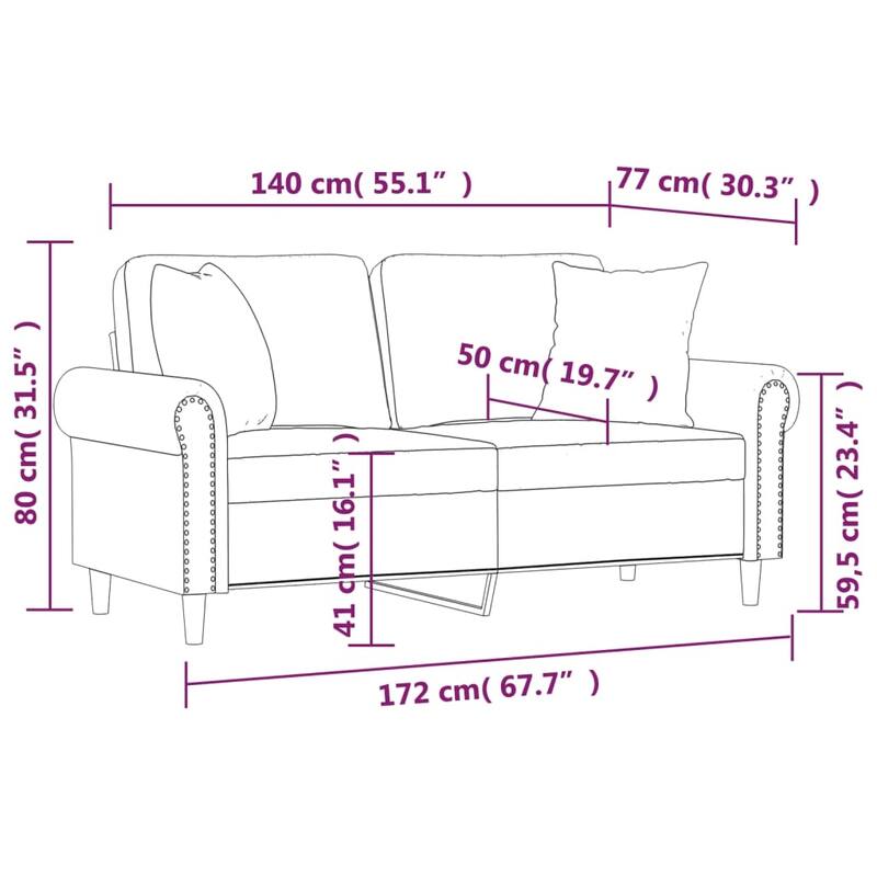 vidaXL Sofa Sectional Couch with Pillows and Cushions for Living Room Velvet