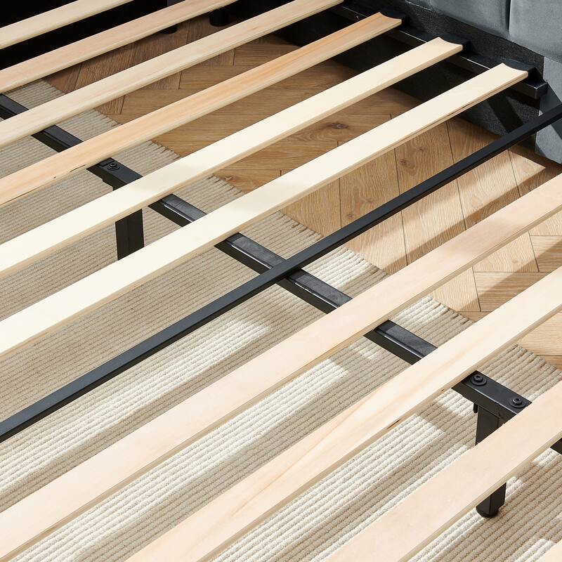 Full Size Velvet Upholstered Daybed with Backrest and Armrests, Gray, Easy Assembly, for Bedroom or Living Room