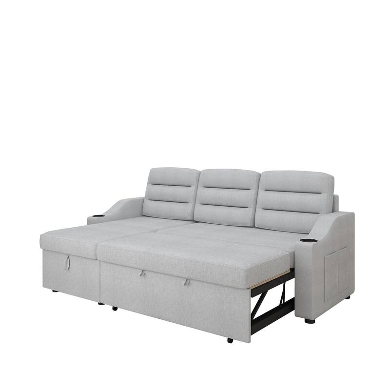 MH83.5" Convertible Sleeper Combo Sofa, Convertible Sofa Bed Polyester Pullout Bed