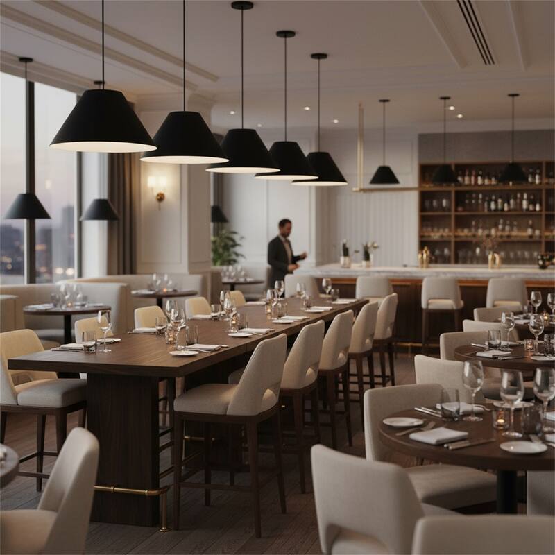 22" Diameter Integrated LED Black Pendant