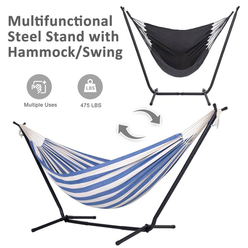 10.7 ft. 2-Person Brazilian-Style hammock with Stand - Convertible