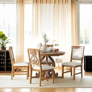 5-Piece Retro Functional Dining Set, 1 Extendable Table with a 16-inch ...