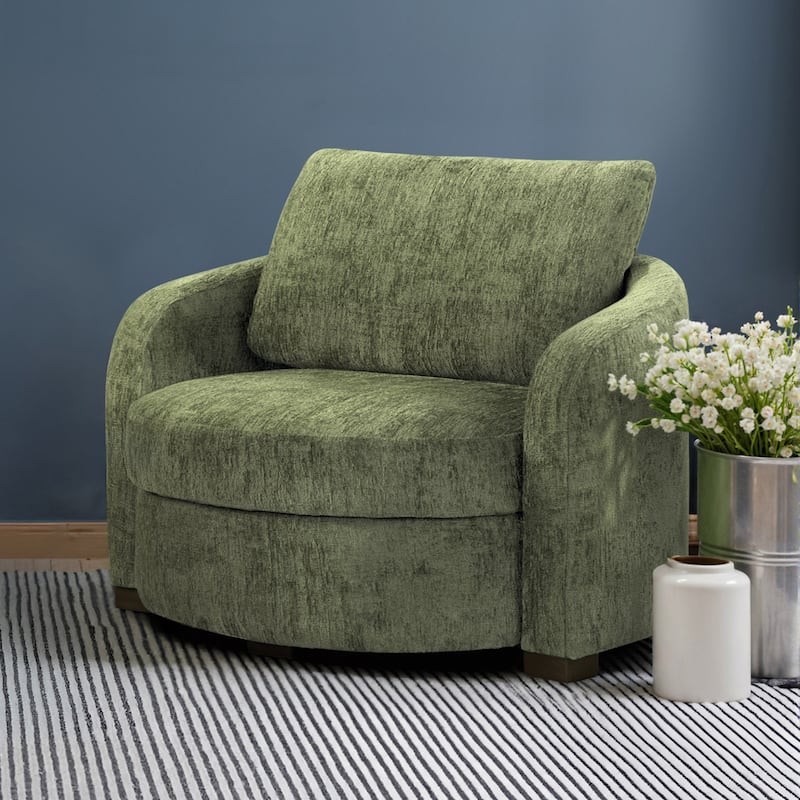 Studio Living Myers Large Accent Chair in Boucle Fabric - Olive