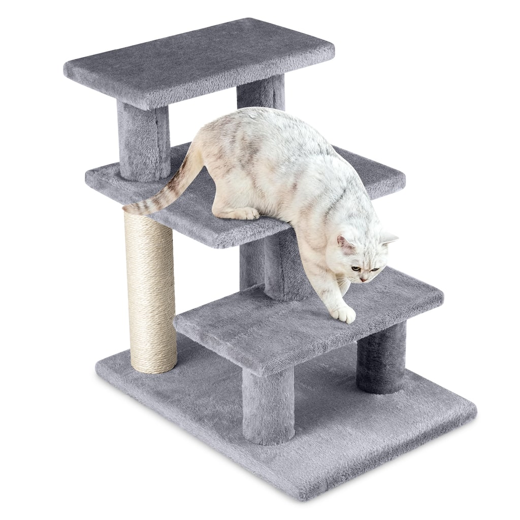 Gymax 2-in-1 Cat Tree Tower Pet Steps w/ Scratching Posts Hanging Toy