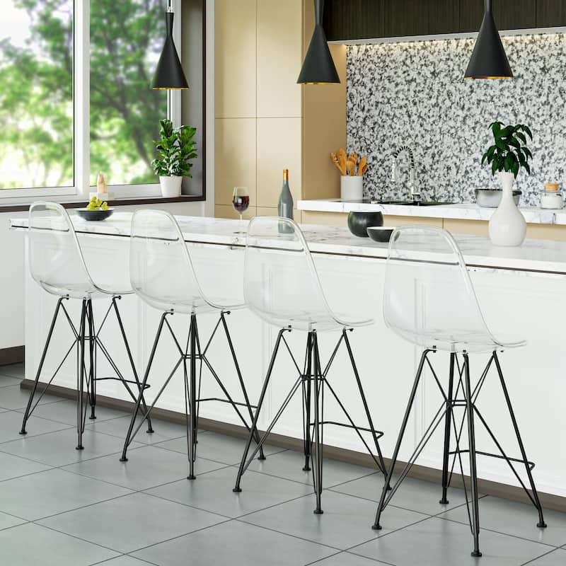 ABS Resin Barstool with Black Steel Base Cresco Series by LeisureMod