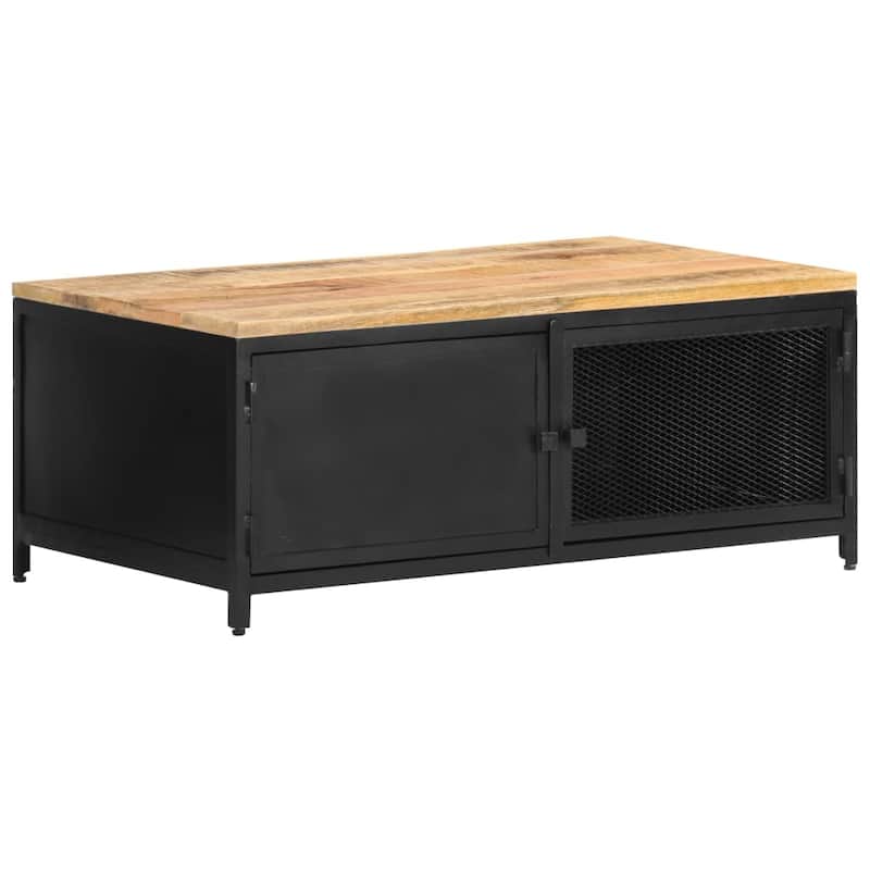 vidaXL Coffee Table 35.4"x19.7"x14.6" Solid Rough Mango Wood
