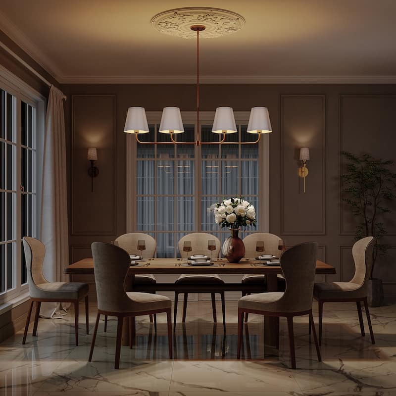 Acroma 4 - Light Dimmable Gold Linear Chandelier Kitchen Island Chandelier - 4-light