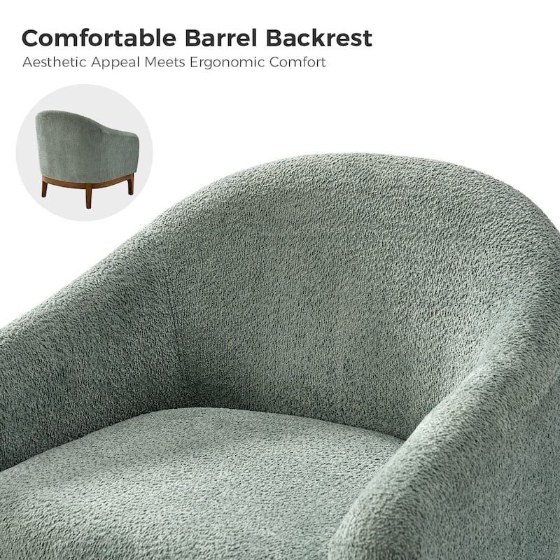 Augus Modern Boucle Barrel Armchair with Solid Wood Legs Set of 2 by HULALA HOME