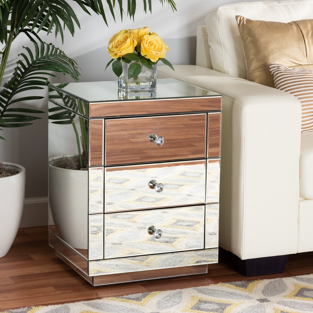 1 DRAWER REPLACEMENT Canzano 3 Drawer Bedside Chest Mirrored