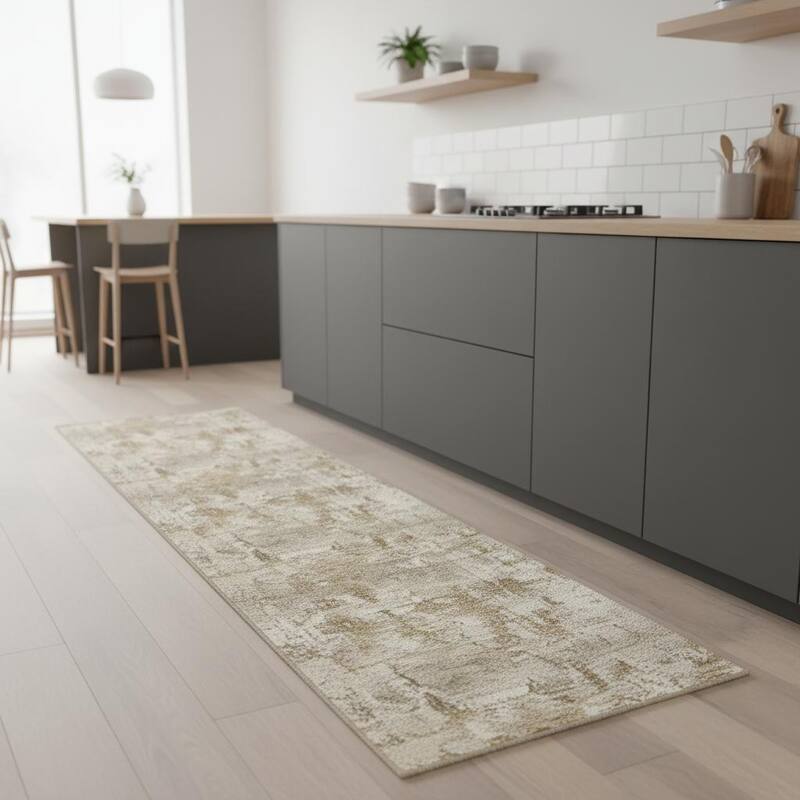 HomeRoots Abstract Modern Rectangle Area Rug - 2' X 8'