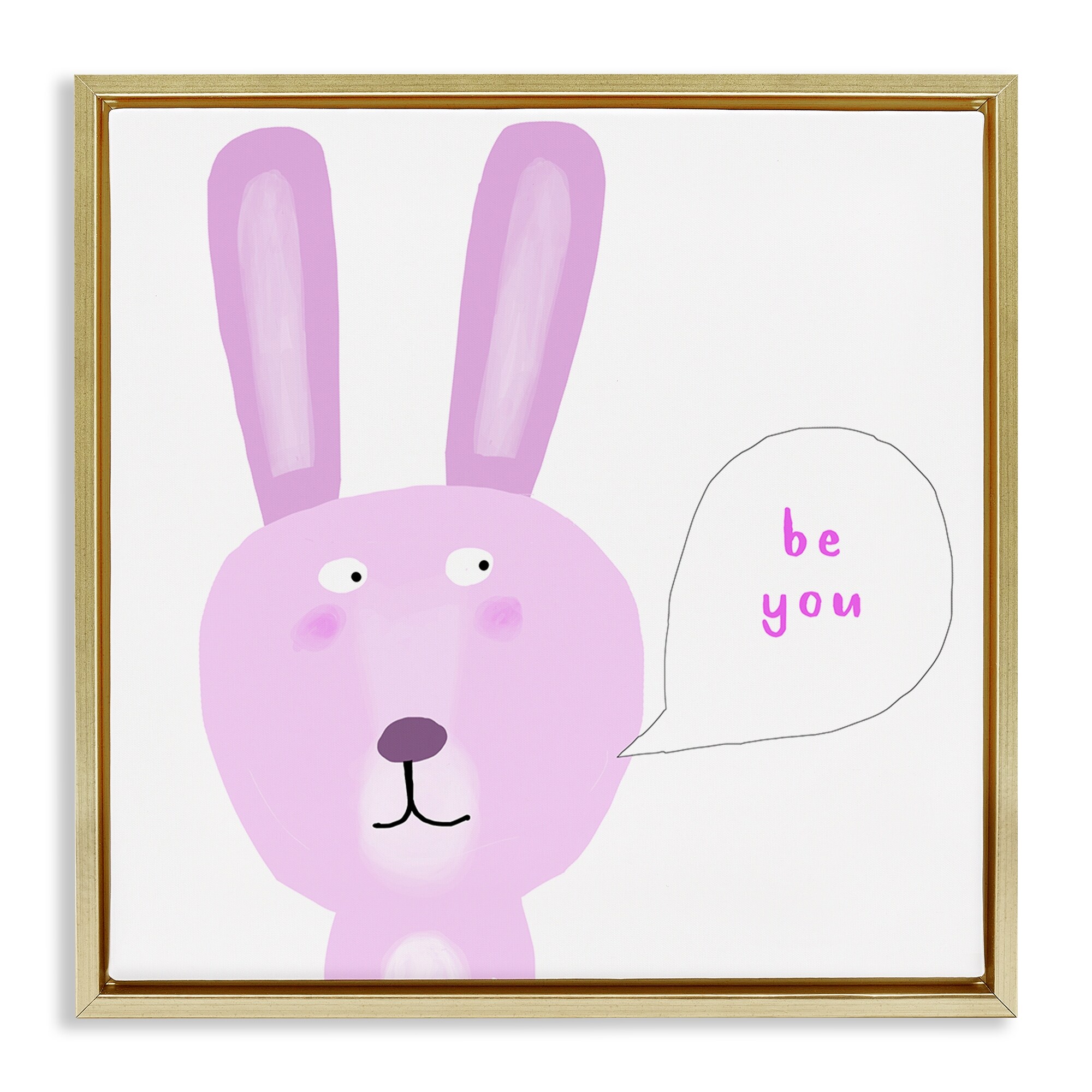 Stupell Pink Be You Bunny Framed Floater Canvas Wall Art Design By Carla Daly