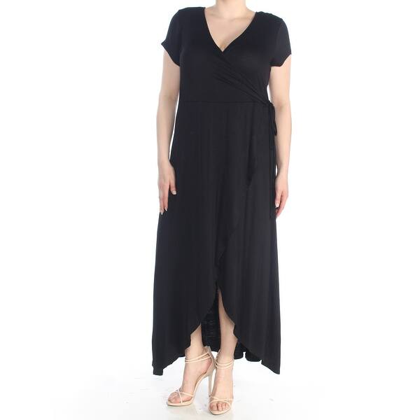 Planet Gold Womens Black Maxi Faux Wrap Formal Dress Plus Size 1x Overstock 28000064
