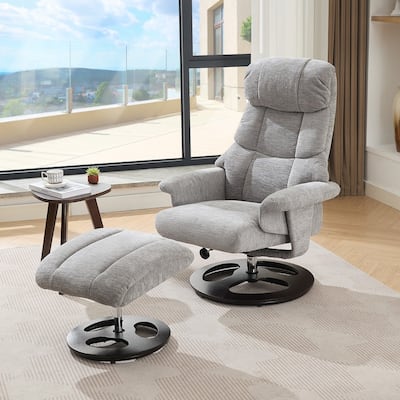 Modern 360°Swivel Recliner Chair with Ottoman,5 Point Vibration Massage