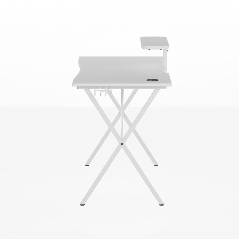 Gaming Desk with Cup Holder, Headphone Hook, and Monitor/Smartphone Stand