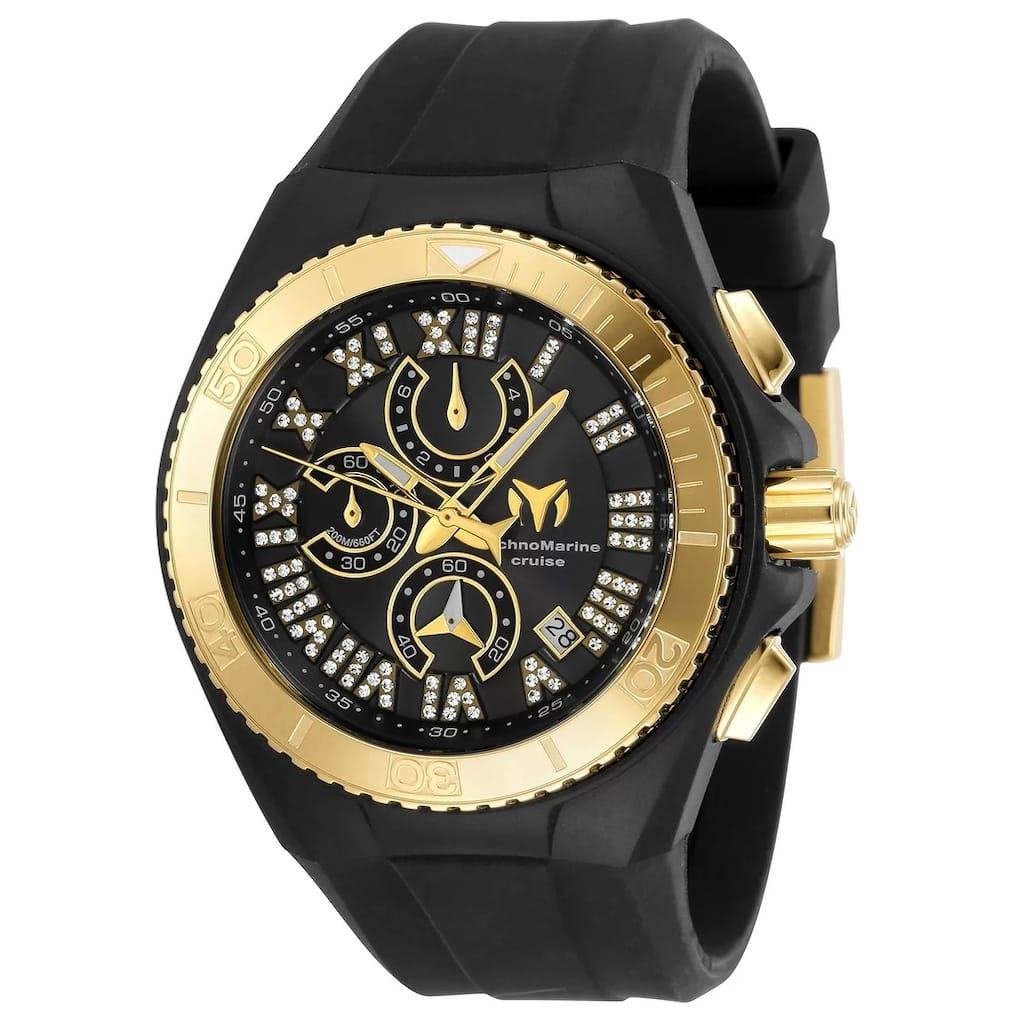 Technomarine Men's TM-119016 Cruise Quartz 3 Hand Gold, Black Dial Watch - Mother of Pearl
