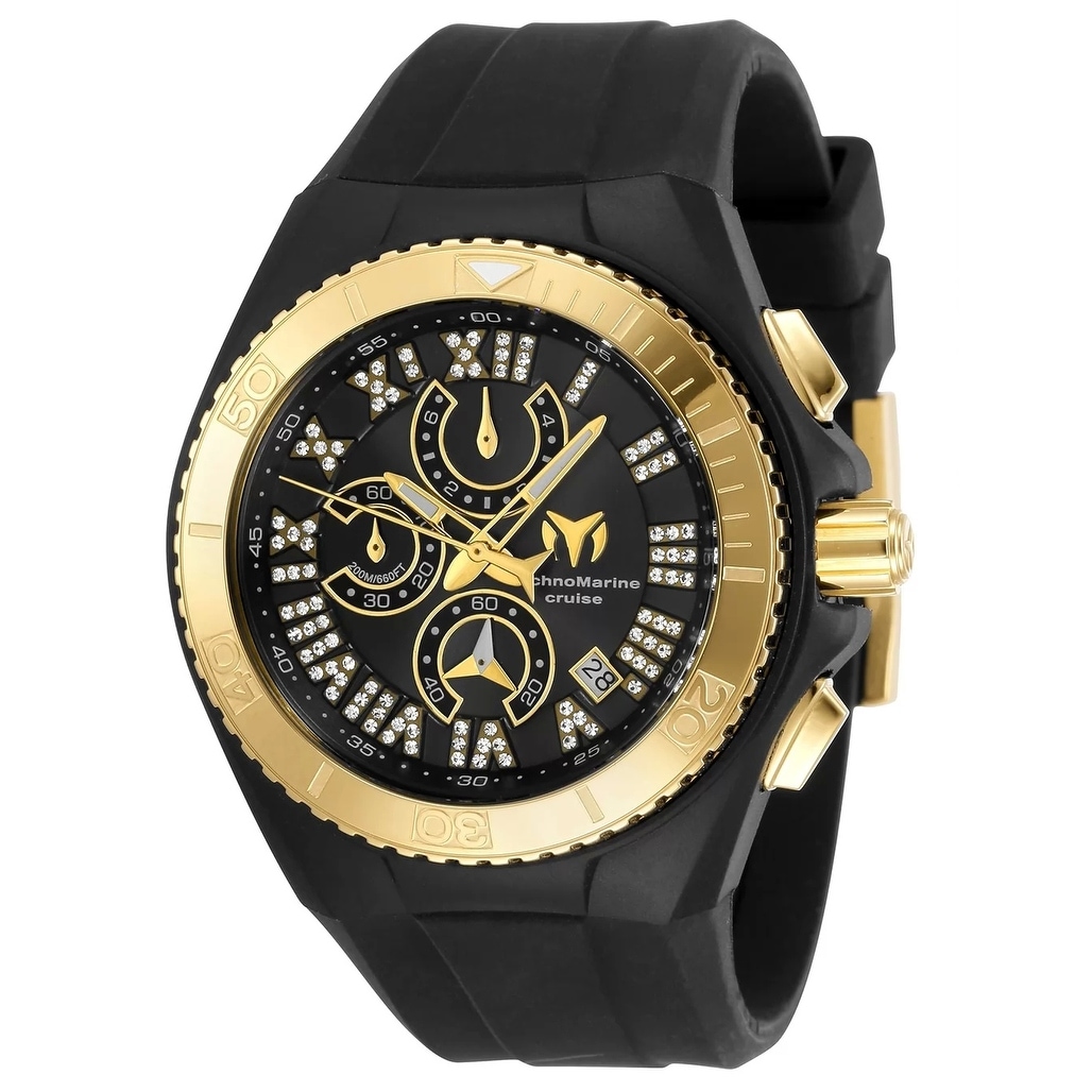 Technomarine Men's TM-119016 Cruise Quartz 3 Hand Gold, Black Dial Watch