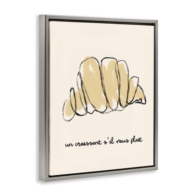 Stupell Modern French Phrase Croissant Framed Floater Canvas Wall Art Design By Lil' Rue