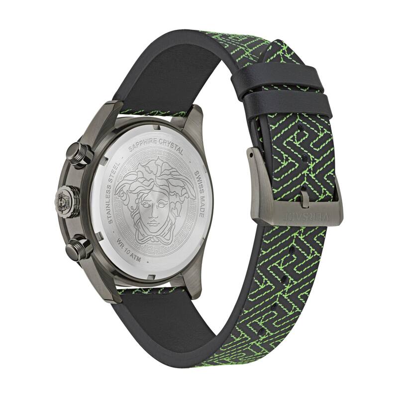 Versace Greca Dome Chrono Leather Watch