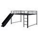 preview thumbnail 17 of 18, Black Full over Full Size Metal Bunk Bed with Slide & Guardrails
