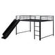preview thumbnail 19 of 17, Stylish & Simple Full over Full Size Metal Bunk Bed with Slide and Guardrails, Unique Design & Versatile Functionality, Black