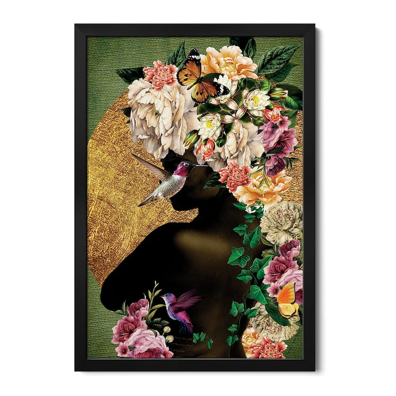 Women In Bloom - Destiny Blooming Premium Framed Poster by Yvonne Coleman Burney - Black - 16x24x1