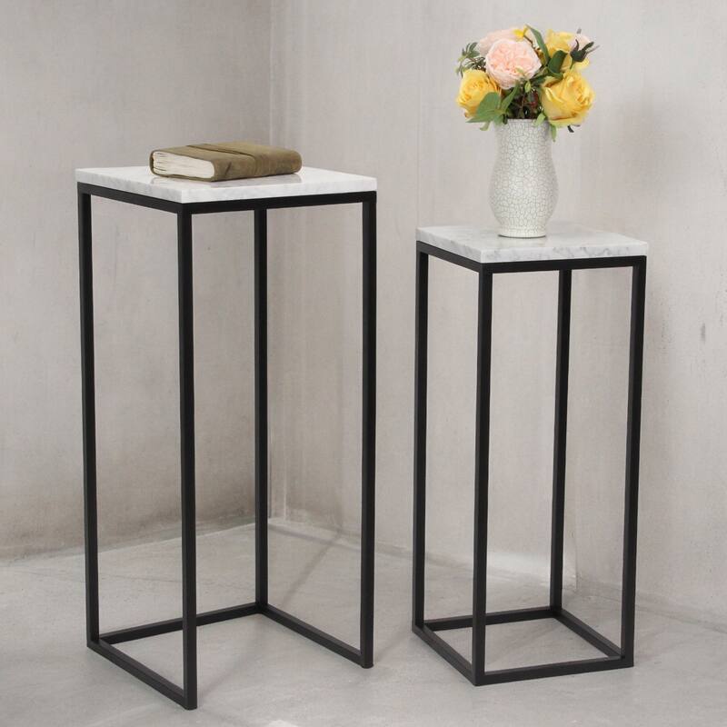 Sarraseau Set of 2 Marble Side Tables - White