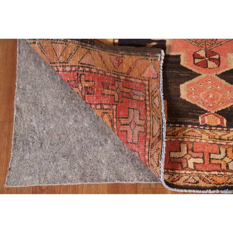 Geometric Ardebil Persian Vintage Runner Rug Handmade Wool Carpet - 3'10"x 10'0"