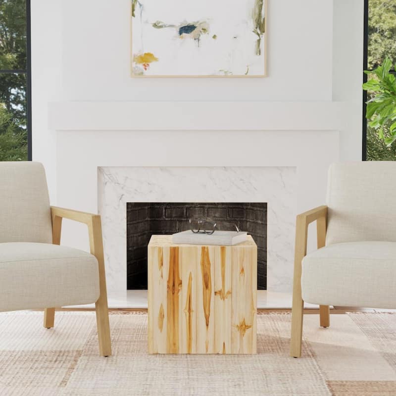Natural Solid Wood Branch Bundle Square Cube Table by East at Main - Side-Table - Natural