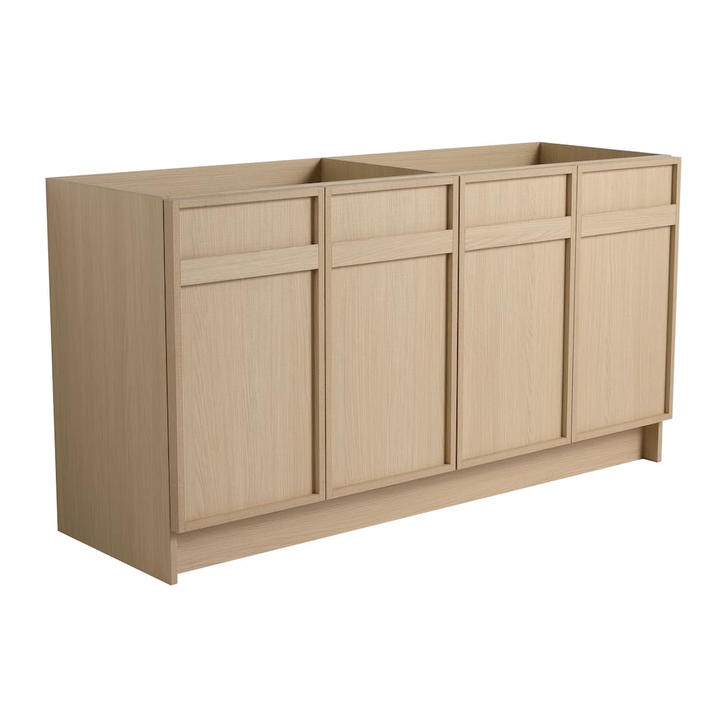60 Inch Bathroom Vanity Base without Sink, Freestanding Bathroom Storage Cabinet with Soft-Close Doors