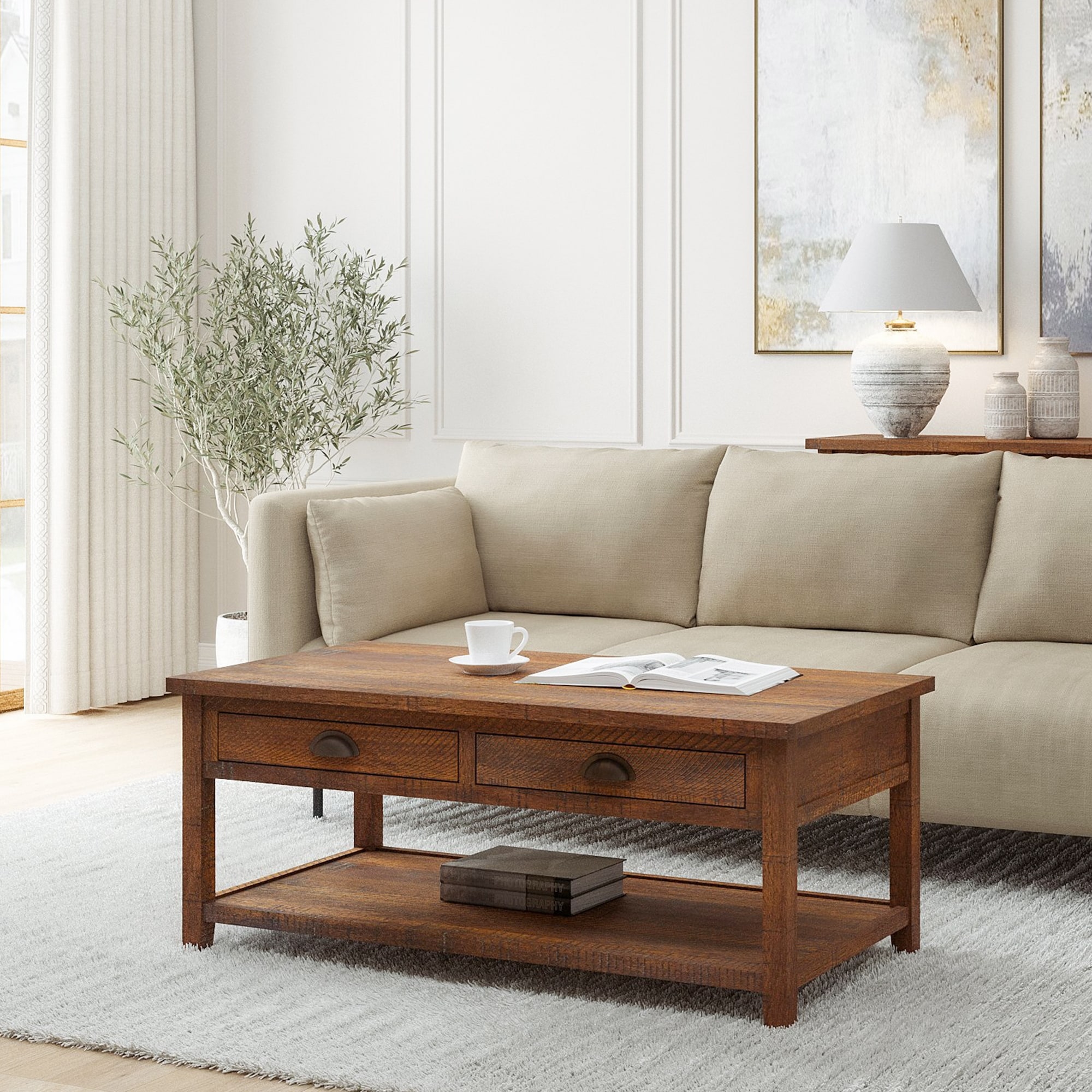 Rough Sawn Wash Wood Sofa Table Crafted with an open design plus a natural wood-grain finish,Sofa Tables