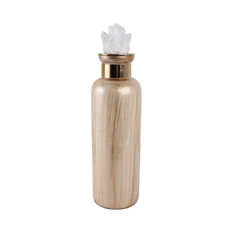 Glass Decorative Vase Glam Accent with Stone Details Modern Style