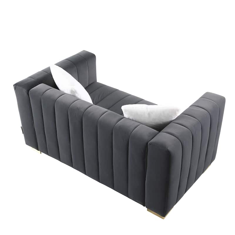 62.6" Velvet 2-Seater Sofa with Multi-Density Foam Cushions, Hydraulic Lift Mechanism