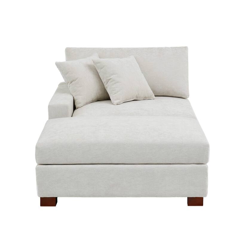 Modern Chenille Chaise Lounge Set with Ottoman
