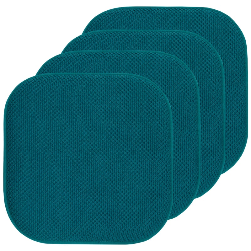 16-in. Square Non-slip Memory Foam Seat Cushions (2 OR 4) - 16 X 16 - Set of 4 - Peacock