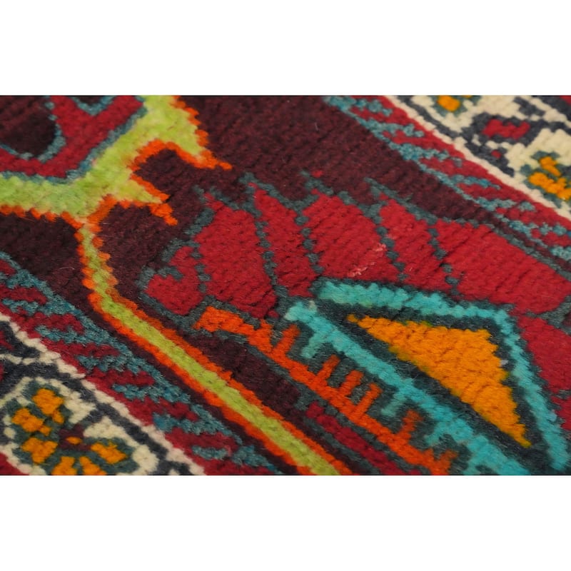 Hand Knotted Oriental 100% Wool Carpet Traditional Tribal Red Shiraz Area Rug - 7' 7'' X 4' 11''