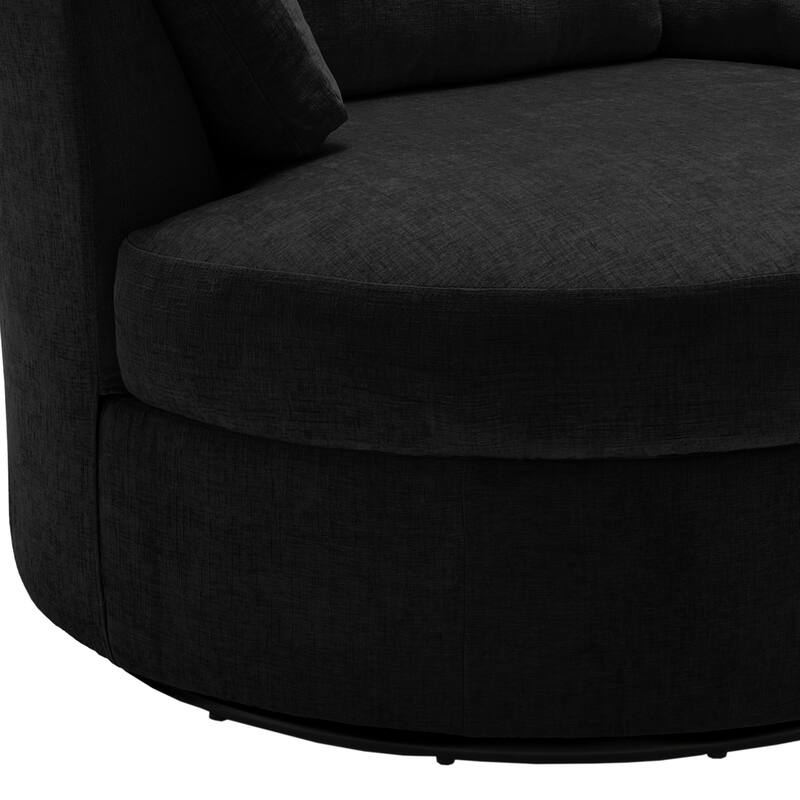 Modern Swivel Barrel Chair, Upholstered Swivel Accent Chair for Living Room
