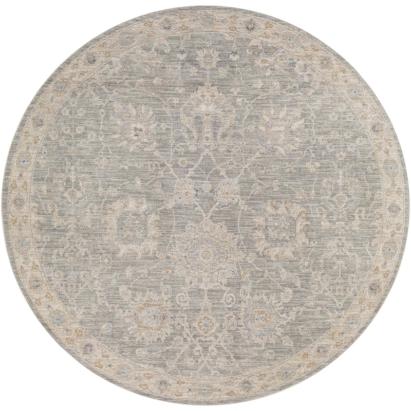 Livabliss Avant Garde Updated Traditional Medallion Area Rug - Fog - 6'7" x 6'7" Round