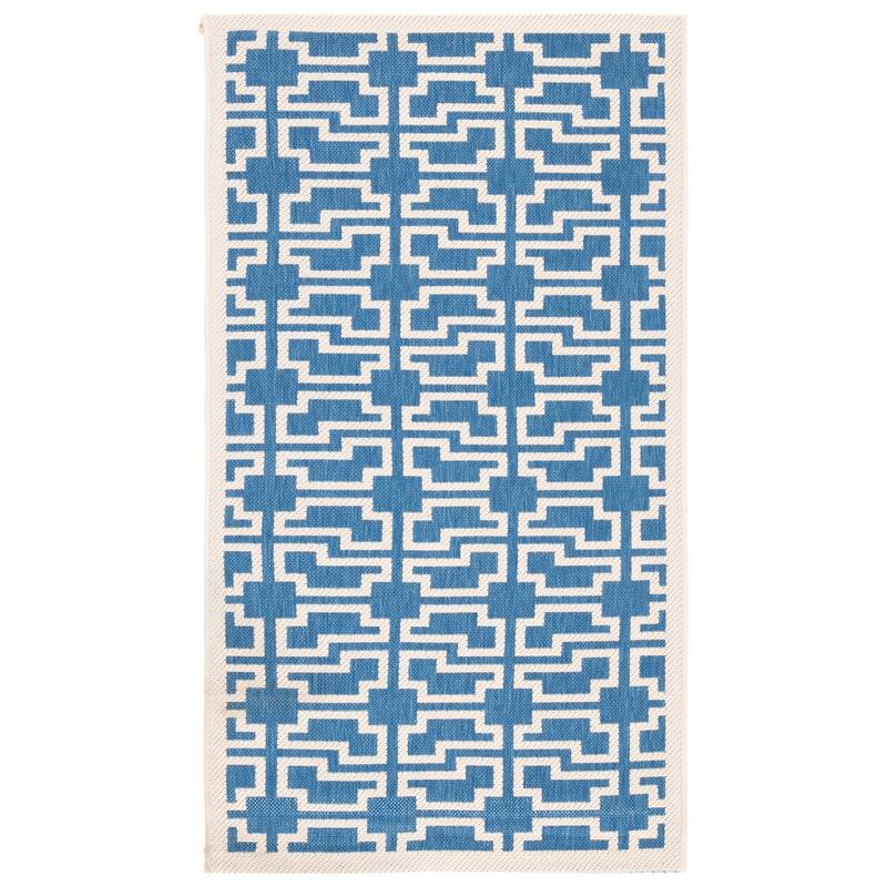 SAFAVIEH Courtyard Zohre Indoor/ Outdoor Waterproof Patio Backyard Rug - 2'7" x 5' - Blue/Beige