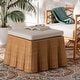preview thumbnail 6 of 32, Palm Scallop Natural Rattan Ottoman with Cushion – Handwoven Wicker Accent Bench or Footrest for Living Room or Sunroom, Square