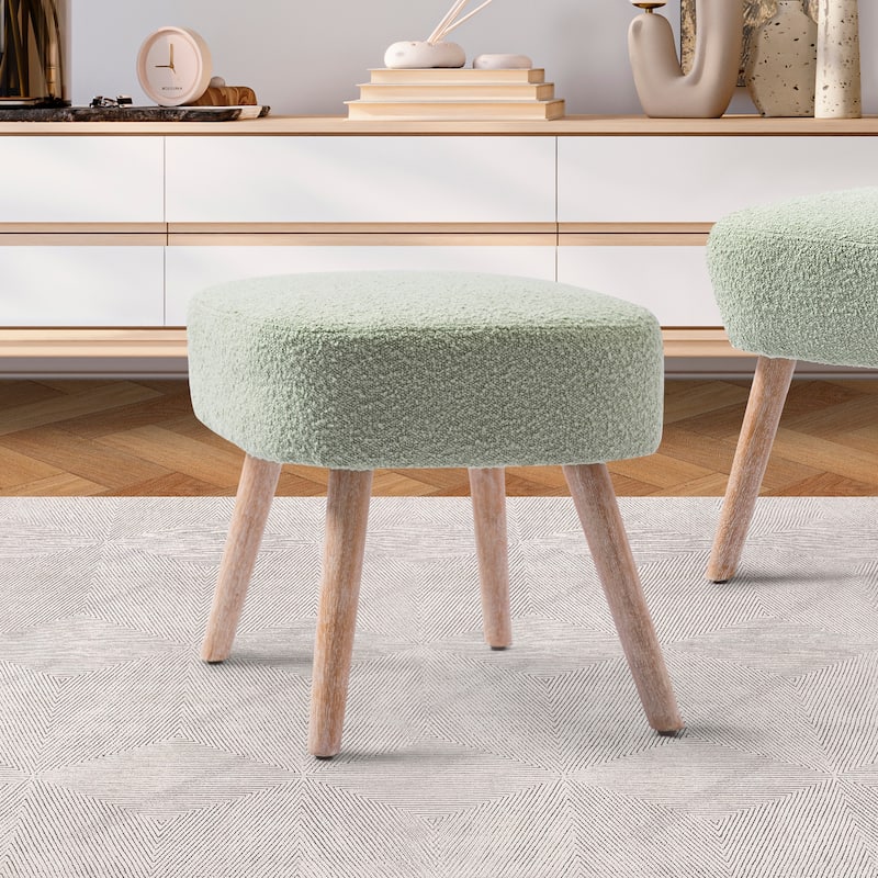 Boucle Polyester Upholstered Ottoman - Stain Resistant