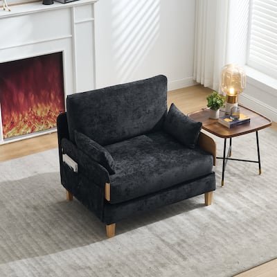 3-in-1 Convertible Chenille Sleeper Sofa, Foldable Sofa Bed with Three Pillows